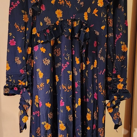 Vetements jersey runway dress in size small. Navy with multi color floral print - Picture 11 of 14